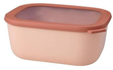 Mepal – Cirqula Multischüssel rechteckig Nordic blush – 3000 ml – Verwendbar als Vorratdose, Kühlschrankdose, Gefrierdose, Mikrowellegeschirr & Servierschale mit Deckel