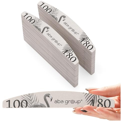 Aba Group Set professionale di lime per unghie da 50 pezzi - Mezzaluna Fenicottero 100/180 standard, durevole per uso singolo, resistente all'abrasione - Prodotto nell'UE