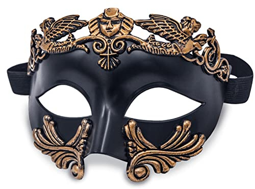 MYSEUNI Maschera da uomo in maschera – maschera greca veneziana romana per feste di Halloween Mardi Gras