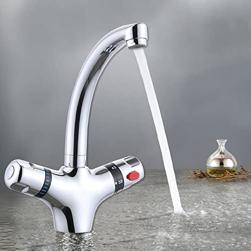 Robinet de salle de bain thermostatique Robinet de lavabo en laiton Robinet mitigeur pour cuisine salle de bain Robinet baignoire