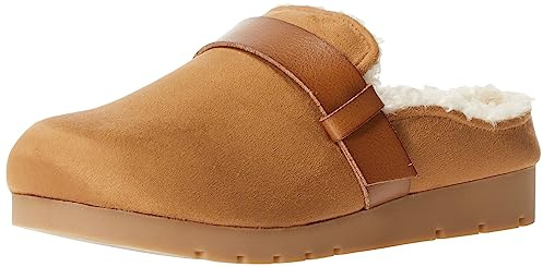 Amazon Essentials Mules Dos Nu en Mousse à mémoire de Forme en Peau de Mouton pour Femme, Daim bronzé, Pointure 9