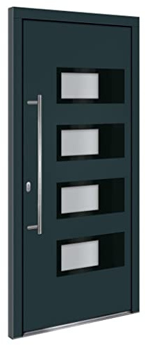 vidaXL Haustür, Tür mit verstellbarer Scharniere, Eingangstür mit einem 5 Wege Sicherheitsschloss, Vordertür Aluminiumtür, Anthrazit Aluminium und PVC