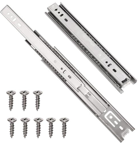Mardatt 1Pair 12 Inch Full Extension Drawer Slides, Heavy Duty Locking Drawer Slides Rails Cabinet Drawer Slides Rails Track Guide Glides Runners Less Noise Ball Bearing Drawer Slides for Wardrobe