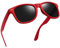 Joopin Rechteckige Schwarze Sonnenbrille Herren Retro Polarisierte Sonnenbrille Damen UV400 und Klassische Vintage Brille mit Rot Rahmen für Fahren und Tourismus (Rot Grau)