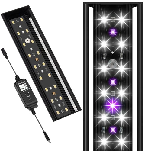 REPTITRIP 8-INCH LED UVB Light for Reptiles, LED Reptile Light Fixture Controller with Dimming and 4 UVI Modes, 8W Aluminum UVA UVB Lamp for Turtles, Snakes, and Bearded Dragons, 6500K