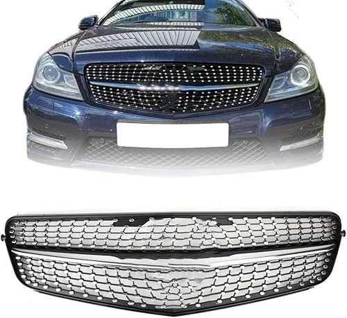 gzqfc Coche Frontal Parachoques Parrilla Rejillas Frontales de Radiador para Mercedes W204 C200 C300 2008-2014, Rejilla Ventilacion Calandra Delantera de Malla Carrocerías Accesorios