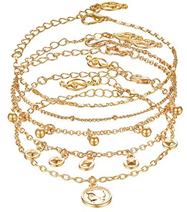 Fictory 5 st retro damarmbandsset, fashionabla handkedjor, prisvärda smycken