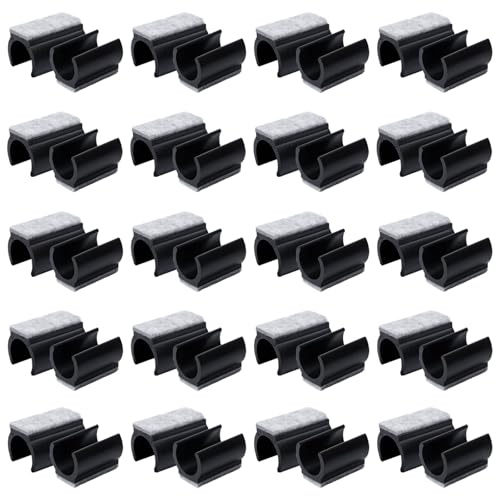 Sixfolo 40 feltrini per sedia a dondolo, con feltro, 25 mm, in plastica, per sedie basculanti, a U, per pavimenti in piastrelle e riducono il rumore, colore nero