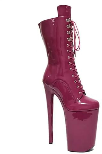 QXWD Beige 26 cm Tacco Alto Piattaforma Stivali Donna Pole Dance Stivaletti Performance Drag Exotic Stripper Scarpe, come da immagine, 36 2/3 EU