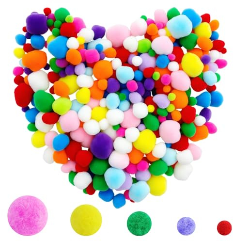 Set di 1100 pompon colorati (1-3 cm), Mini palline in feltro multicolore e soffici per fai da te creativo e decorazione per feste, pompon per il tempo libero creativo, pompom creativo