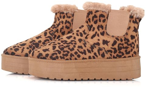 LUNATECH Womens Ankle Boots Winter Boots Warm Faux Fur Lining Slip On Snow Boots Platform Boots For Women Comfort