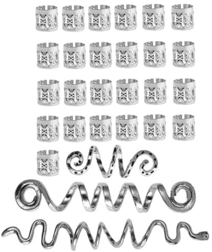 Beaupretty 28pcs Dreadlock Hair Jewelry for Braids Alloy Hair Rings Easy to Put and Take off Stylish Design for Wedding and Party Use