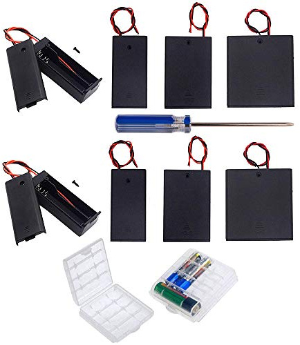 GTIWUNG 8 Pezzi AA 1.5V/3V/4.5/6V Custodia per Batterie Custodia per Batterie in Plastica con Interruttore ON/OFF e Alloggiamento, 2 Pezzi Batteria Storage Case