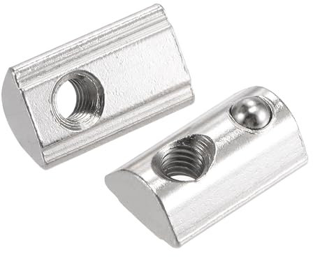 sourcing map M6 T Slot Nuts Roll in Spring T-nut with Ball Carbon Steel for 4040 Series Aluminum Extrusion Profile Rail with 8mm Slot 5Pcs