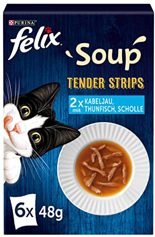 FELIX Soup Tender Strips Suppe für Katzen, 1 Packung (6 x 48g)