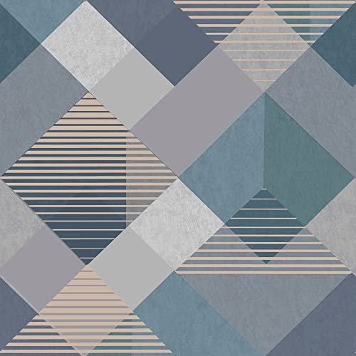 Superfresco Easy Kaleidoscope Geometric Denim Wallpaper | Paste The Wall | Blue Geometric | Eco-Friendly