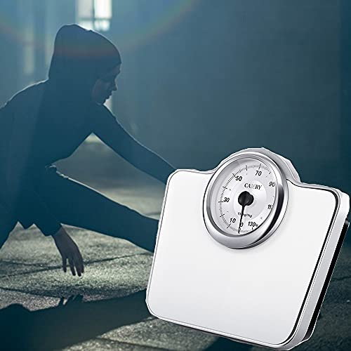 OUSIKA Mechanische Badewaage 12,2 x 13,7 Zoll Badezimmerwaage Analog Retro Weiß, genaues Wiegen, 300 Pfund Kapazität, langlebig, rutschfest Waagen