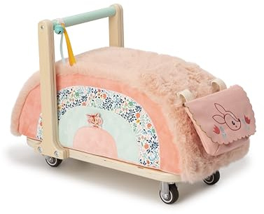 Lilliputiens Barnbärare i trä och tyg Stella the Fawn - stimulerar småbarns fantasi och balans - med flerriktade hjul och avtagbar ficka - från 12 månader - 83466