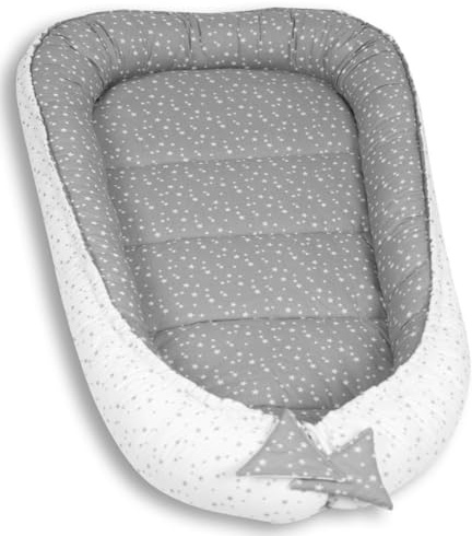 PaLulli 120x60 cm Babynest Babynestchen XXL Babykokon 2seitig 100% Baumwolle Kissen Nestchen für Babybett Reisebett für Baby und Säugling Feathers (Stellar)