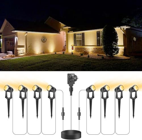 VOLISUN Gartenstrahler Led Außen Wasserdicht,Gartenbeleuchtung Mit Strom,Gartenleuchten Warmweiß IP65 Wasserdicht,8Pack für Haus, Baum, Hinterhof