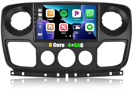 4G+64G CAMECHO Android 13 Autoradio für Renault Master Opel Movano B Nissan NV400 mit Navi Carplay Android Auto,8Core丨10 Zoll Bildschirm Radio 2 Din mit Bluetooth RDS/FM WiFi Mirror Link DSP
