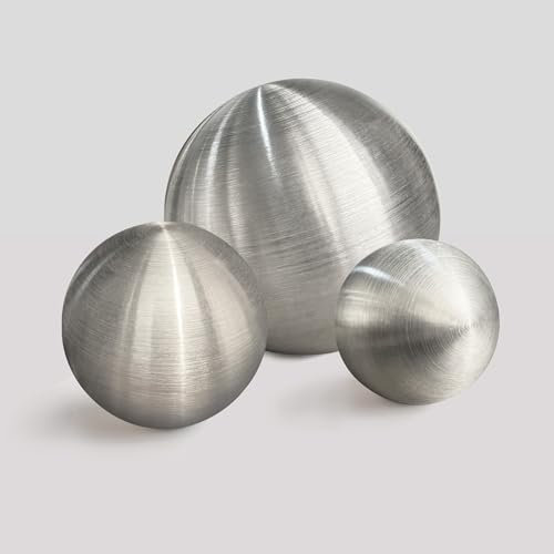 E-ANG.W Edelstahl Gartenkugel,Gebürstet Matt Gartenkugel Dekokugel aus Edelstahl,Gartenkugeln für Außen,Schwimmende Teichkugel,Nahtlose Dekokugel,für Hausgarten Ornament Dekorationen 3er(Ø6+12+18CM)