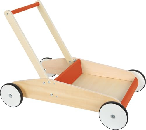 small foot Carrello Primi passi color rosso rame, carrello da spingere, con spazio portaoggetti, dai 12 mesi, 12610