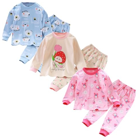 XM-Amigo Baby flickor/flickor, termounderkläder, 3 set, termoundertröjor, termiska underbyxor, skidfunktionella underkläder för vinter, termounderkläder set, Flickor06, 2 år