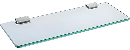 Biutimarden Badezimmerregal 25 cm Aus Gehärtetes Glas Wandmontage 5 MM Extra Dicke Duschablage Glas Schwebendes Regal Mit Edelstahl Chrom Halterung