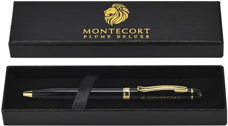 Montecort – edler Kugelschreiber hochwertig, Kugelschreiber Set mit Etui, hochwertiger Stift edel, Luxus Kuli, Tinte saphirblau, old money, Geschenk für Herren, Geschenk Vatertag, Bürobedarf, Business