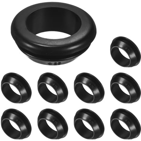 M METERXITY 10-Pack Cable Railing Rubber Grommets, 25mm Drill Hole 20mm ID Eyelet Ring Gasket for Wiring, Wire Cable, Automotive, Metal Cable Railing Post, Car Grommet [Black]