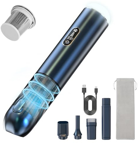 Carehabi Aspirateur à Main, 18000PA Aspirateur Voiture Puissant sans Fil Aspirateur Portable 3 Vitesses Puissant avec Éclairage De Secours pour Voitures, Animaux,Bureaux, Etc.