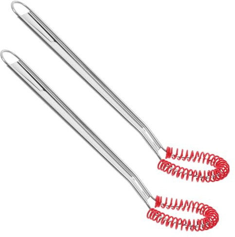 WATIIFUFU Batteur à Œufs Manuel en Acier Inoxydable Embout Silicone Rouge, Fouet en Spirale Léger et Portable, Ustensile Cuisine Polyvalent pour Pâtisserie Cuisine Maison, Lot de 2 Pièces