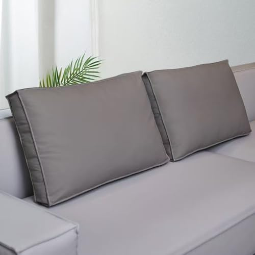 Funda de cojín rectangular de piel sintética con cremallera, impermeable y resistente a los arañazos, protector de respaldo lumbar para cama, sofá, jardín Piatio (gris oscuro, largo 70 x 50 ancho 10