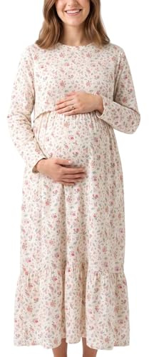 ZENIRA Women's Long Sleeve Maternity Nursing Outfit Dress with Pockets. | Breathable material