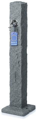 YourCasa Colonna d'acqua da giardino, effetto granito, con connettore per rubinetto, 98 cm, per esterni, resistente alle intemperie, ai raggi UV, al gelo (antracite)