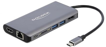 DeLOCK 87683 replicatore di Porte e Docking Station per Notebook Cablato USB 3.0 (3.1 Gen 1) Type-C Grigio 87683, Cablato, USB 3.0 (3.1 Gen 1) Type-C, 10,100,1000 Mbit/s, Grigio, SD,SDHC,