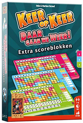 999 Giochi - Volte su Volte Blocco punteggio 3 pezzi Livello 5, 6 e 7 Dadi - da 8 anni - Uno dei migliori giochi del 2019 - Inka & Markus Brand - Roll and write - 999-KEE04, multicolore