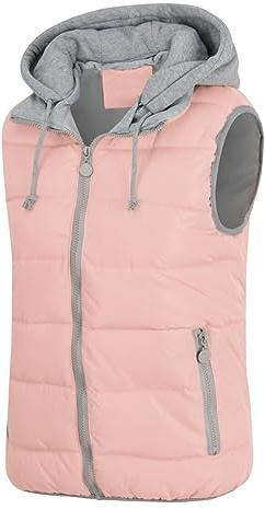 YYNUDA Chaleco acolchado de invierno para mujer, chaleco sin mangas, chaqueta cálida de invierno con capucha, chalecos al aire libre