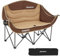 KingCamp Campingstuhl Faltbar für 2 Personen, Camping Sofa Couch Klappbar 2 Sitzer, Doppelter Klappstuhl Camping mit Armlehne, Gartenstuhl Gepolstert Hochlehner für Outdoor Balkon, 300kg Khaki/Kaffee