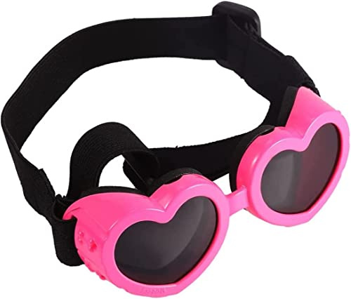 Taicols Occhiali per Cani Antivento, Regolabili Ad Alta Elasticità, Occhiali da Sole Pet Dog XS Regolabile High-Elastic Heart Shape Resistenti