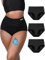 TIICHOO Periodenunterschwäsche Starke Blutung Hohe Taille Inkontinenzhose Damen 3 Pack (44, 3 Schwarz)