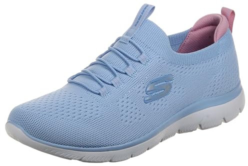 Skechers Summits Top Player Damen Sneaker, Light Blue Knit Multi Trim, 38 EU