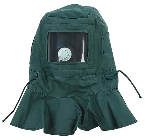 Cappuccio con Cappuccio per Sabbiatura Maschera Protettiva per Sabbiatrice a Scialle in Tela Maschera Antipolvere per Sabbiatura con Valvola di Uscita del Gas Protezione per