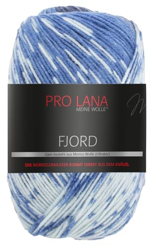 Frida's Ullhus Pro Lana 100 g fjord norskt mönster gradient ull stickat garn 14 färger (84 | blågrå-vit)
