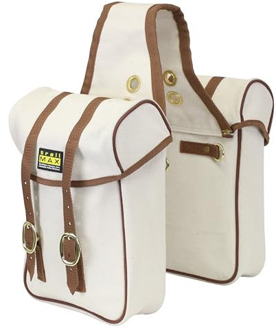 Strong, Reliable, Durable Canvas Saddlebags for Trail Riding; Saddlebags for Your Horseback Adventure; Natural Canvas with Strong Nylon Straps and Reinforcement