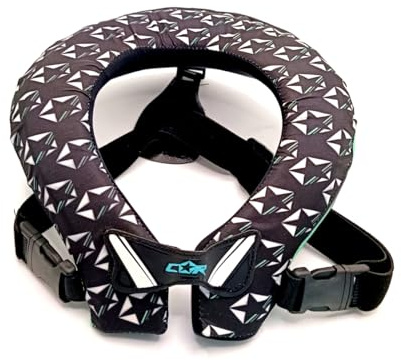 Protection de Cou pour Enfants, minerve cervicale pour Motocross et vélo, Convient dès 2 Ans, Mousse Rigide, cale Nuque, système de Fixation élastique à la Poitrine, 2 Coloris au Choix (Noir)