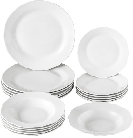 Baroni Home Servicio de platos de 18 piezas de porcelana y gres, servido de mesa colorida para 6 personas, plato hondo, llano, de fruta o postre (Lotus)
