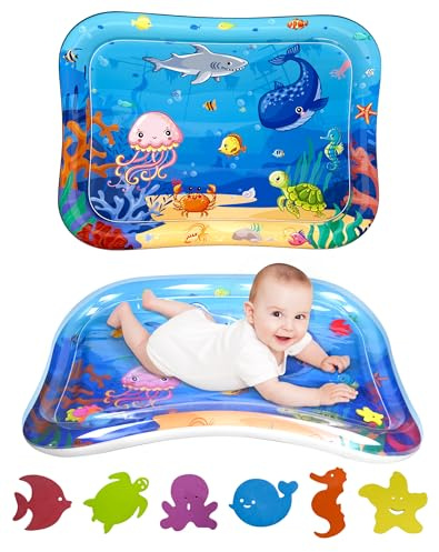 Alfombra de Agua para Bebés XXL (95x76 cm) - Sin BPA, Alfombra Inflable para bebés de 3 a 12 Meses recién Nacidos, Tummy Time Mat Sensorial para Bebés y Recién Nacidos Juguetes para 3 a 24 Meses