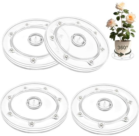 Drehteller Tisch, 4 Stück Drehscheibe 15cm Universal Transparent Drehplatte 360 Grad Drehteller Tablett mit Stahlkugellagern Mehrzweck Tischdrehteller für TV Laptops Monitor Handwerk Pflanzen